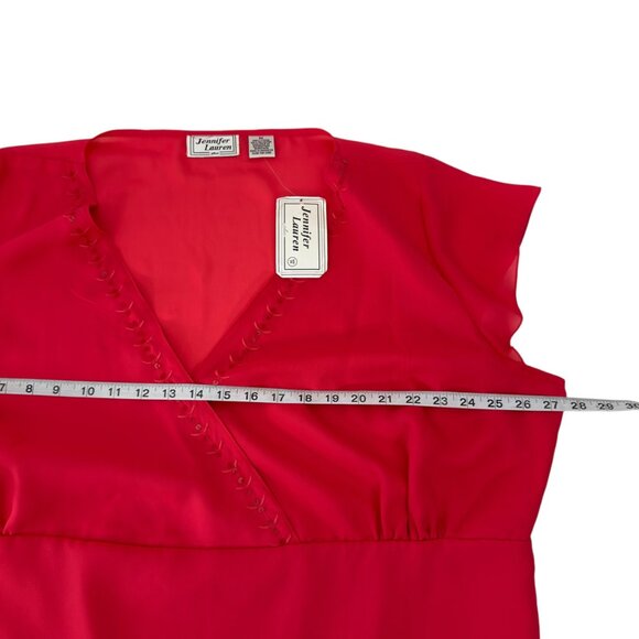 Jennifer Lauren Women Plus Coral/Red Flutter Sleeve V-Neck Blouse 3X Polyester - Picture 5 of 11
